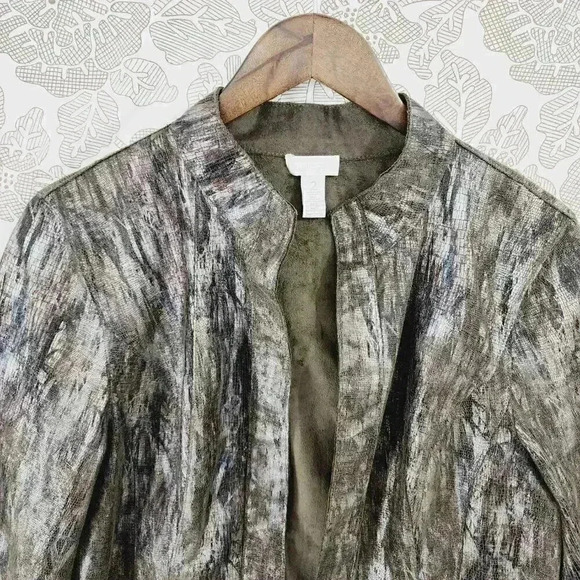 Chico's Open Front Women's Blazer Mock neck Printed 2 / 12 9894 - Picture 6 of 7